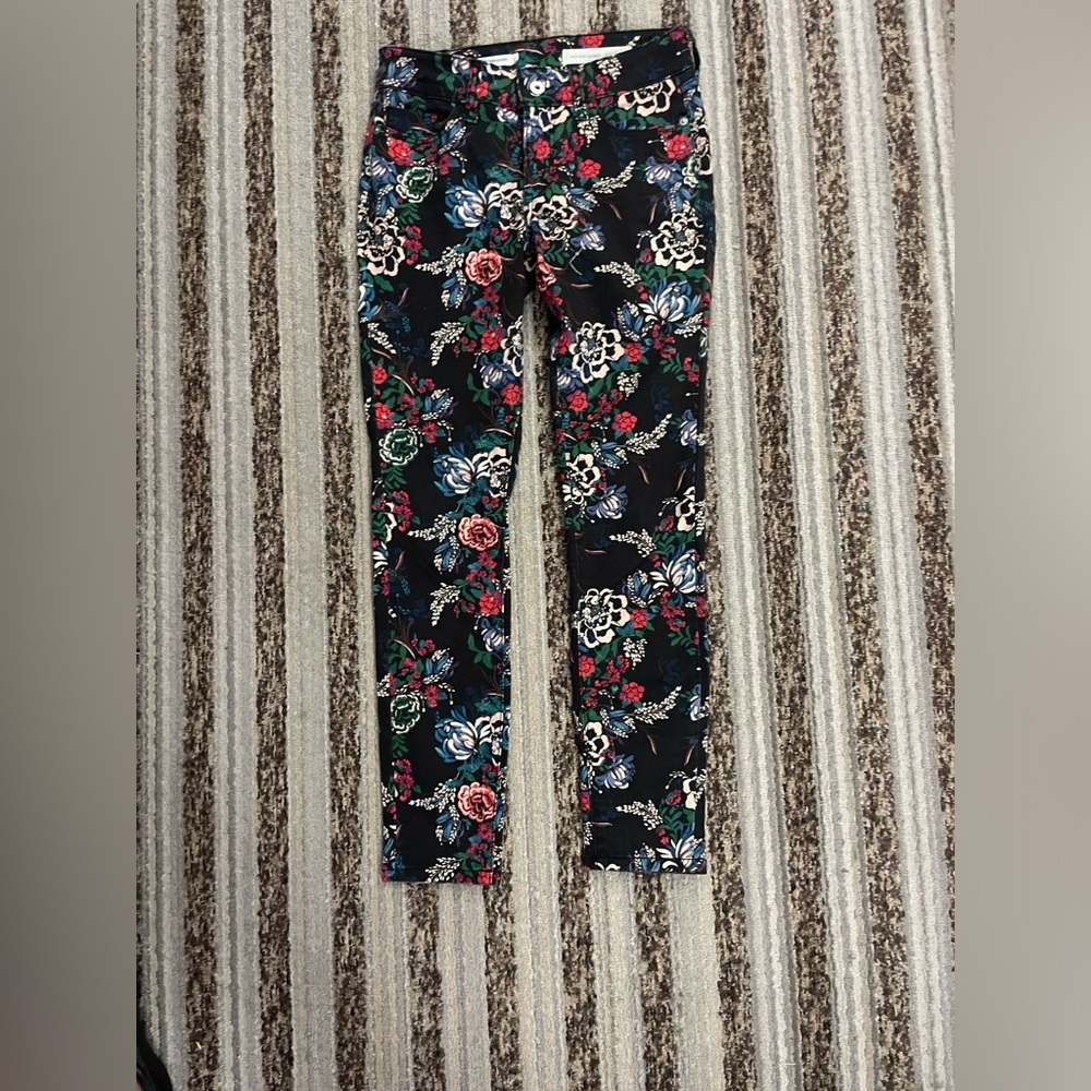Anthropology Pilcro black Floral Skinny Jeans - Black and Multicolor